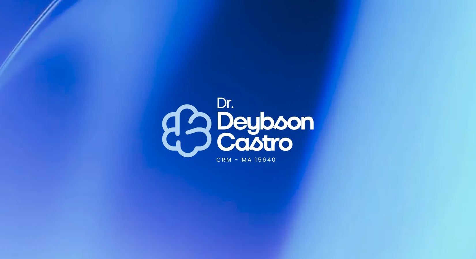 Assinatura Dr. Deybson Castro em branco sobre degradê azul