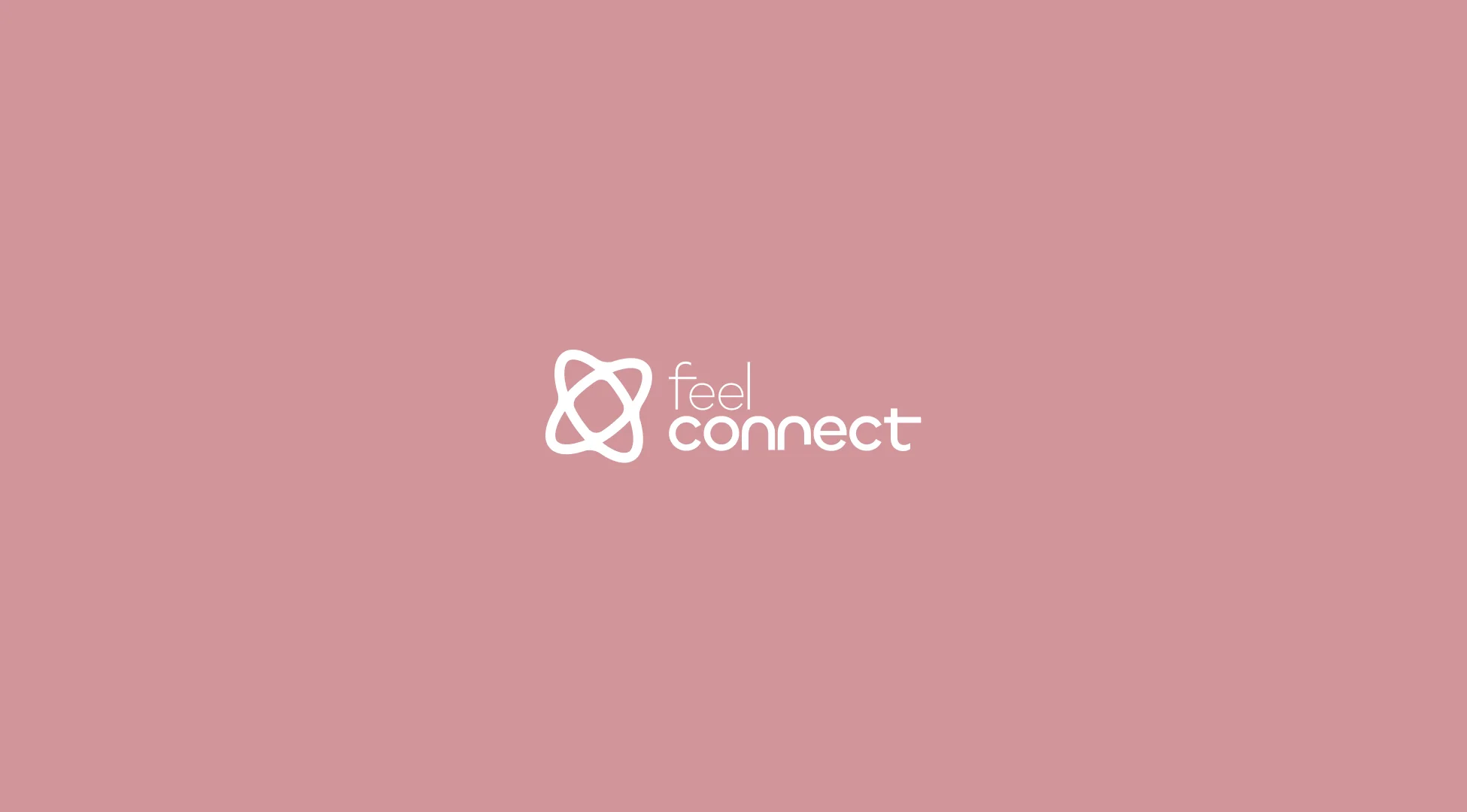 Logo Feel Connect em branco sobre rosa