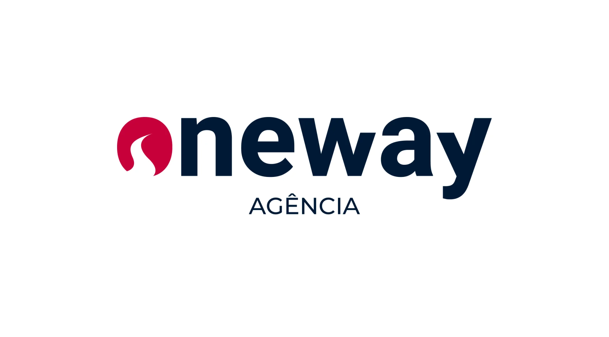 Logo ONEWAY Agência em azul-marinho e vermelho sobre branco