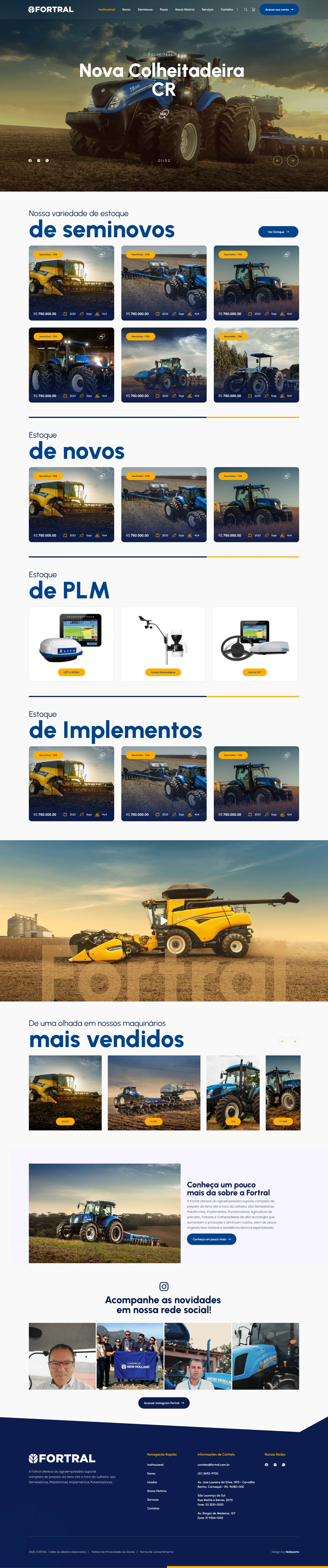 Página inicial completa do site Fortral