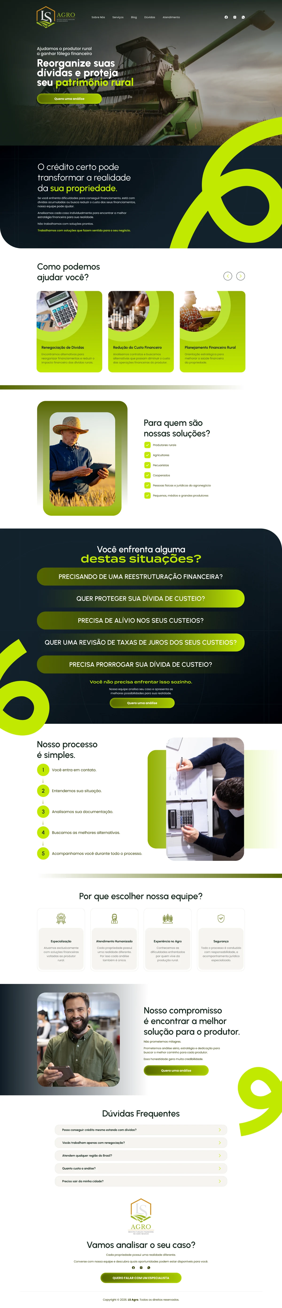 Página inicial completa do site LS Agro