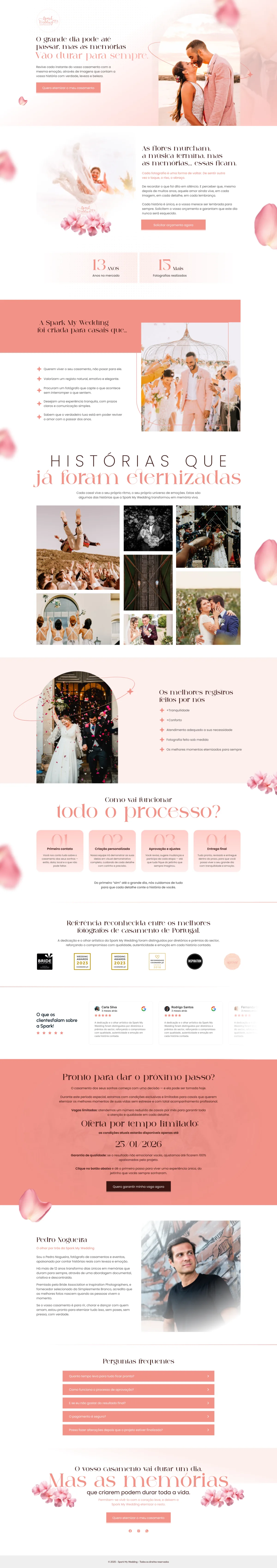 Página completa do site Spark My Wedding