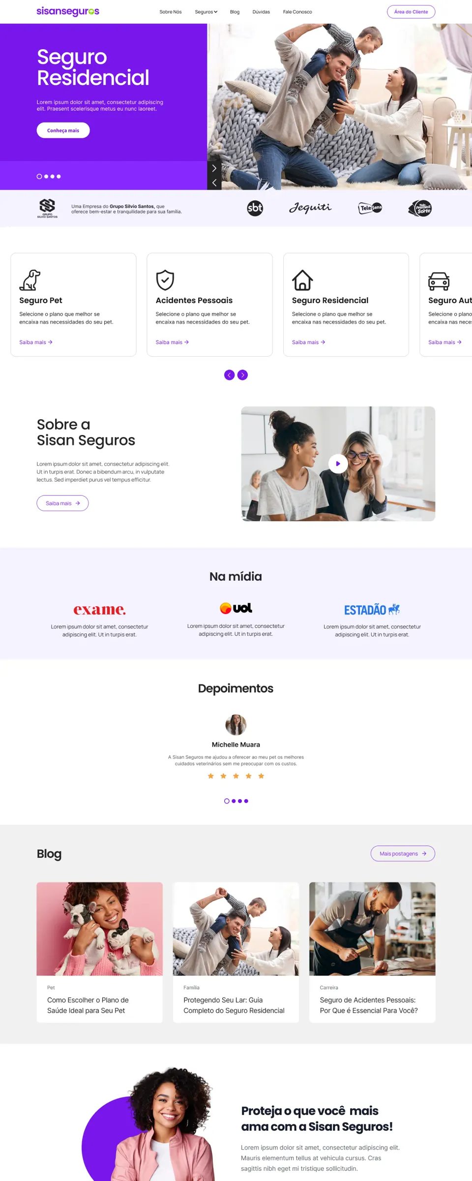 Site Sisan Seguros criado pela NOP
