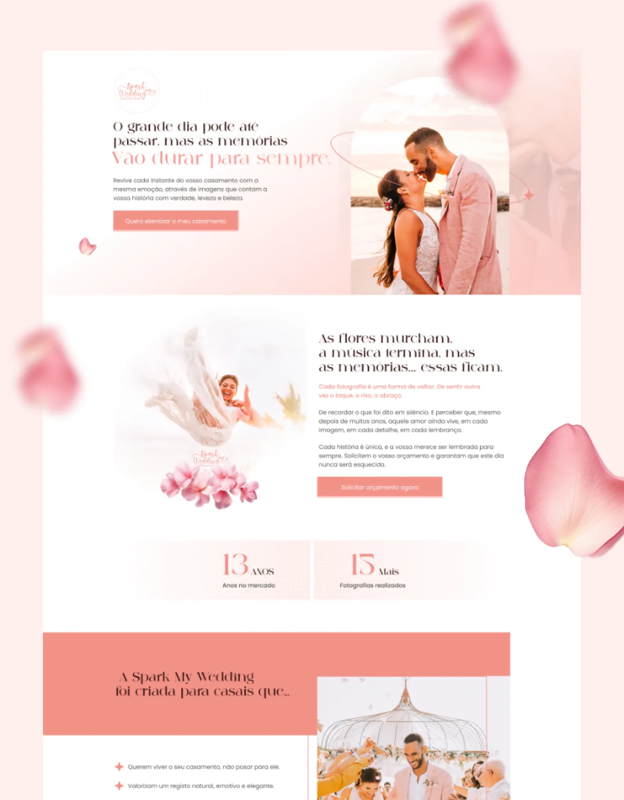 Mockup do site Spark My Wedding